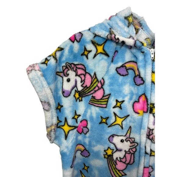 Made with Love and Kisses Fuzzies Pajamas Romper Shorts Girls 12-14 Unicorn - Picture 5 of 8